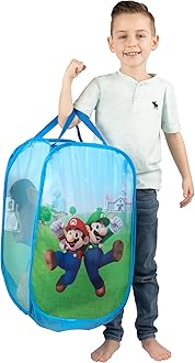 Franco Kids Room Collapsible Storage Bin Pop Up Hamper, One Size, Super Mario