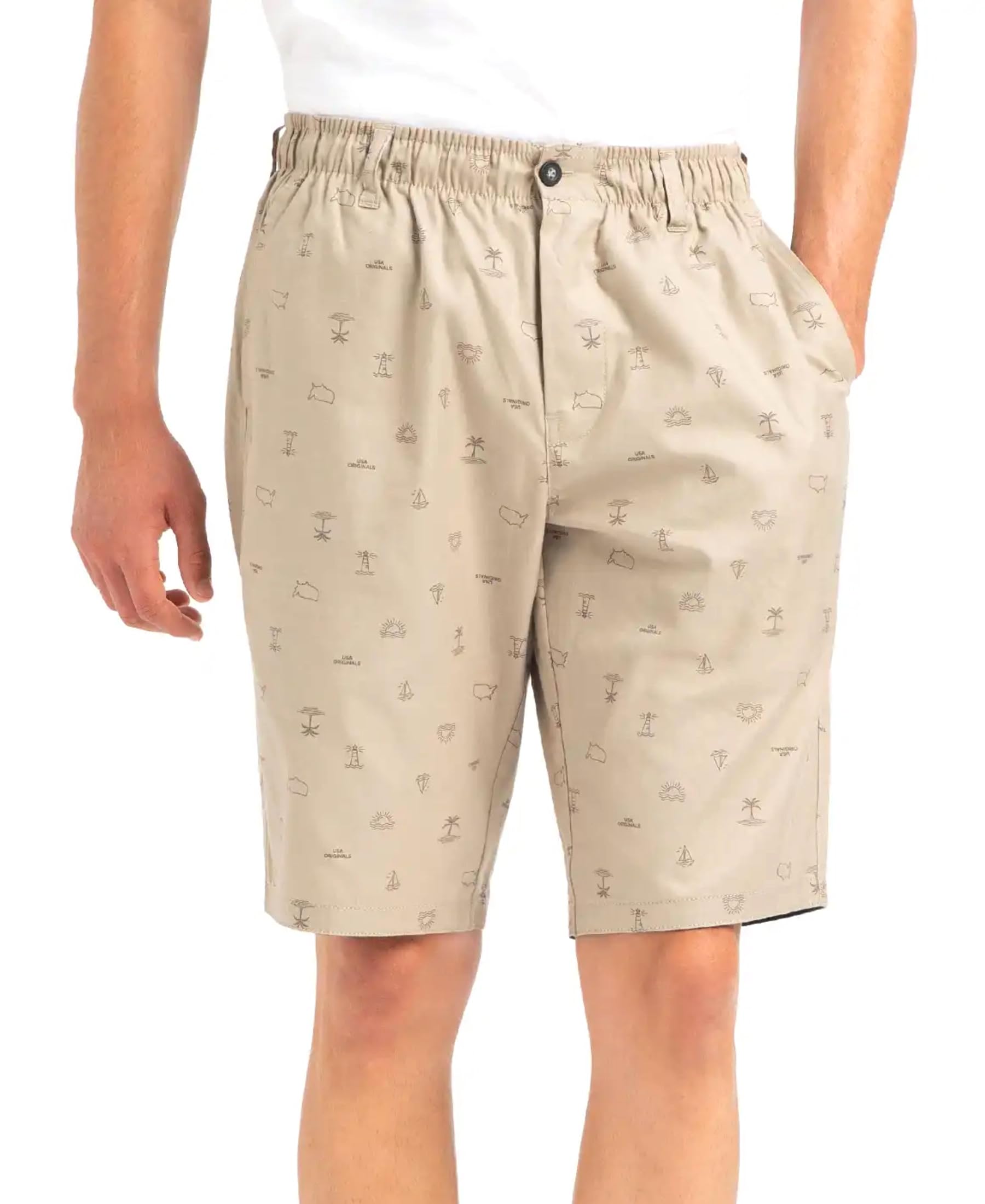 US88 Men's Super Combed Mercerized Cotton Woven Fabric Regular Fit Printed Bermuda with Side Pockets (Colors & Prints May Vary)