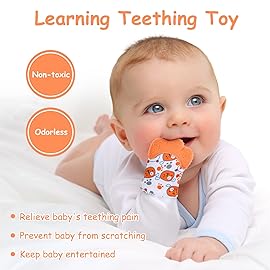Vicloon 2Pack Silicone Teething Mitt, Soothing Infant Teething Mitten Pain Relief, Prevent Scratches Glove, Safe Silicone Teething Toys for 0-12 Months