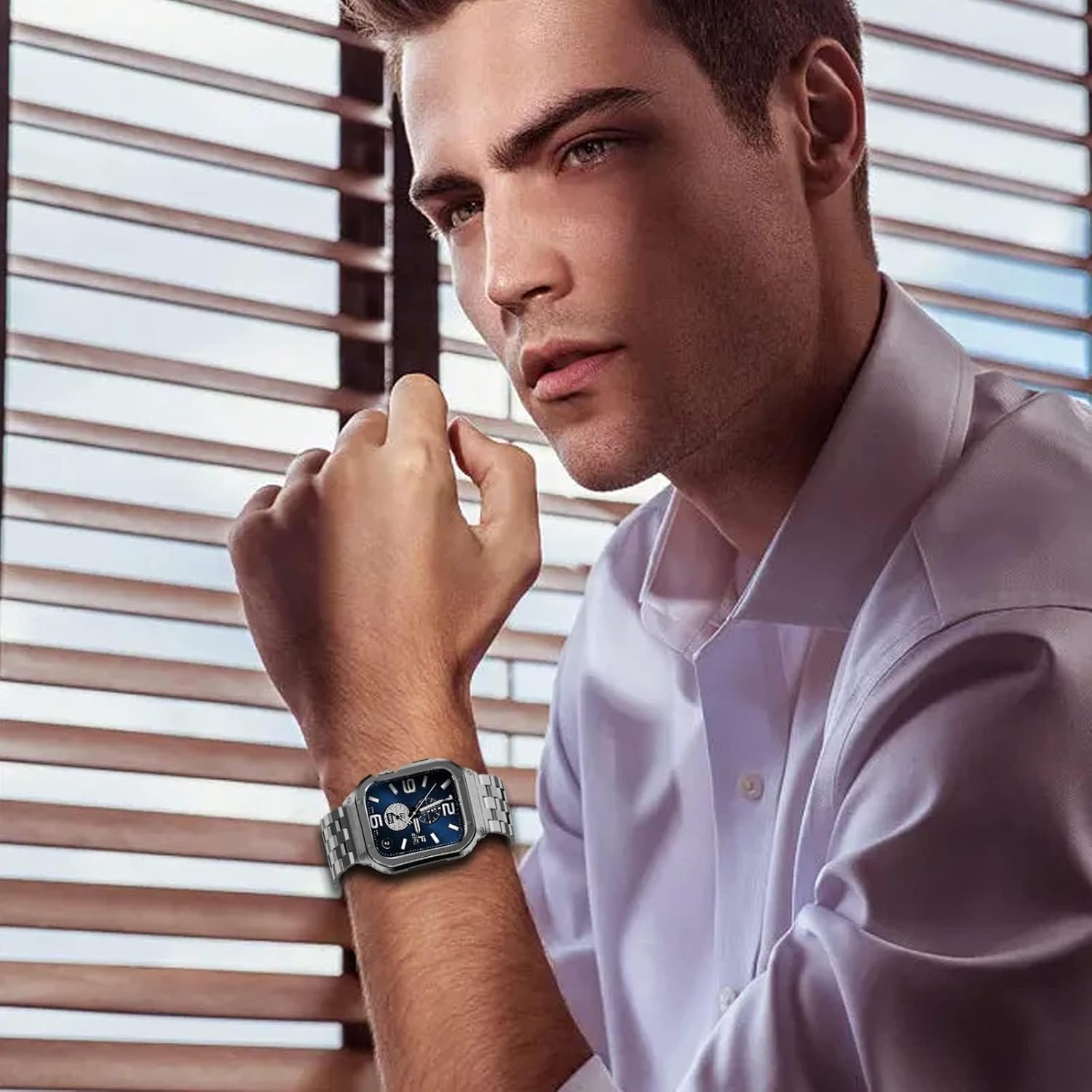 SUPLINK Stainless Steel Case with Band Compatible with Apple Watch Series SE 9 8 7 6 5 4 3 2 1 Bands 38mm 40mm 41mm, Metal Rugged Protective Bumper for iWatch Bands Men, Space Grey - Image 7