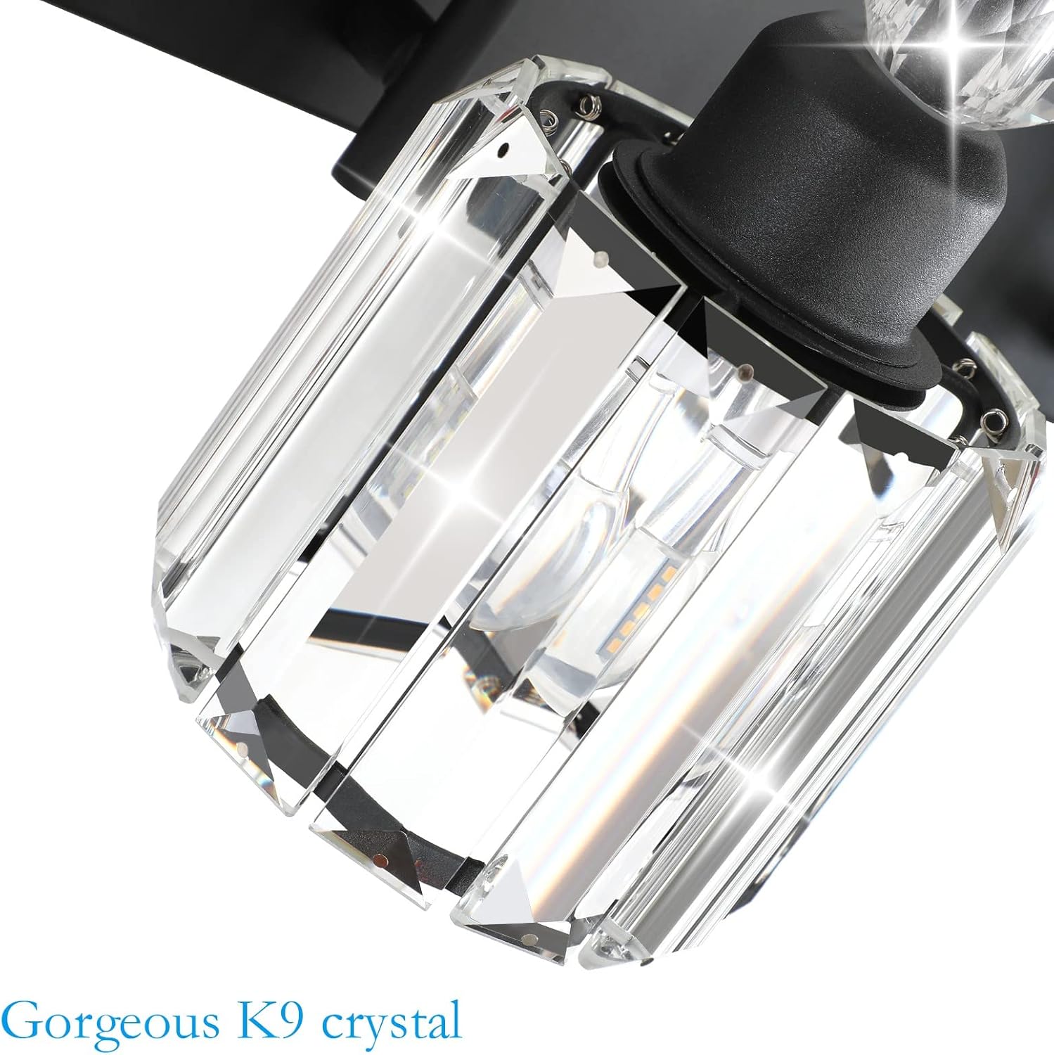 Ralbay Modern Vanity Lights - 2-Light Black Crystal Bathroom Wall Fixtures