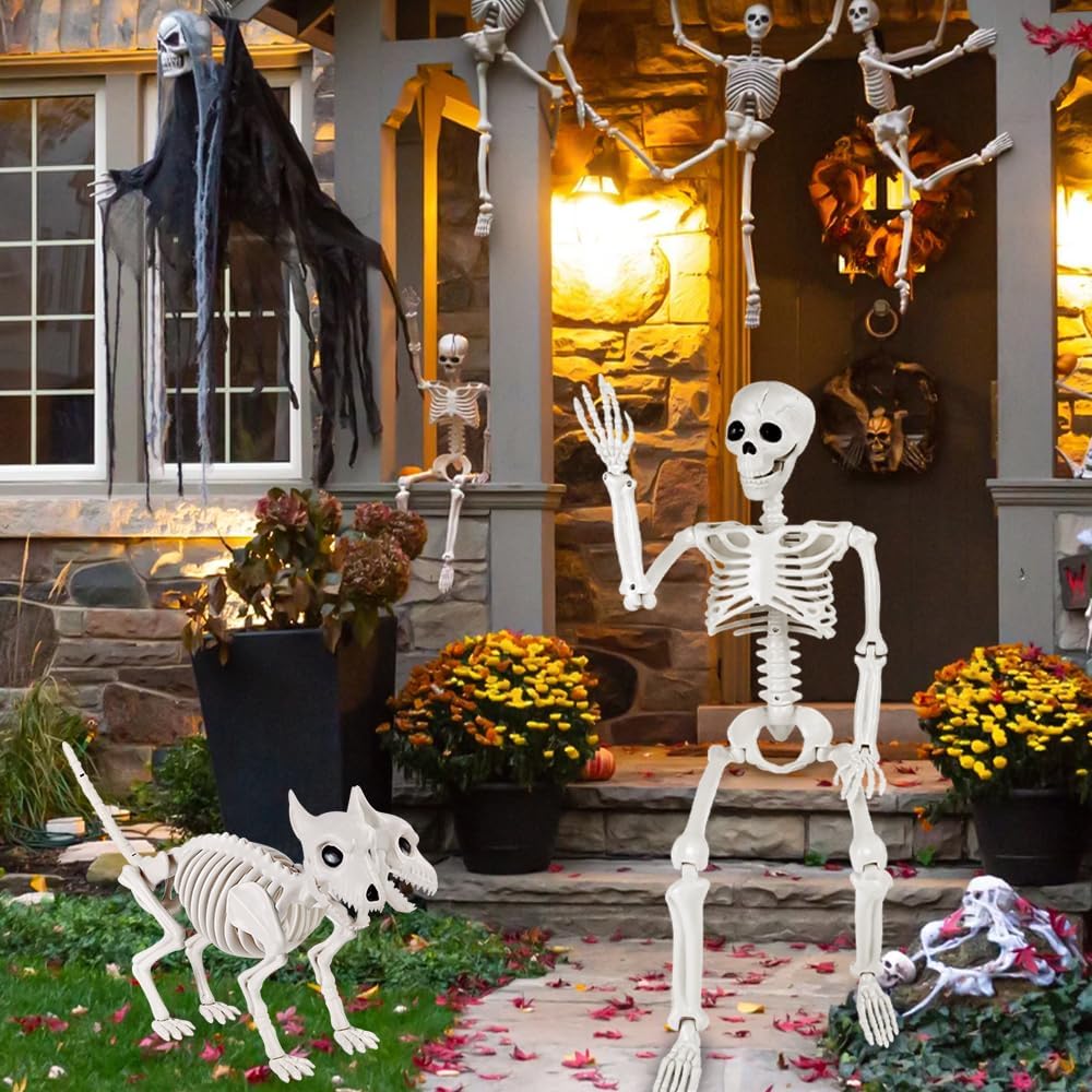 YUJUN 36'' Halloween Skeleton Decoration 2Head Dog Skeleton Outdoor Decor image 4