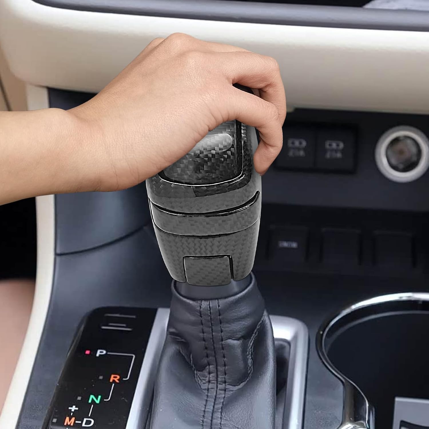 Black Carbon Fiber Gear Shift Knob Shifter Knob Head Compatible with Toyota Tacoma TRD PRO 2016-2021 2.7L 3.5L V6, Gear Shift Handle Lever Modification Replace PTR57-35170