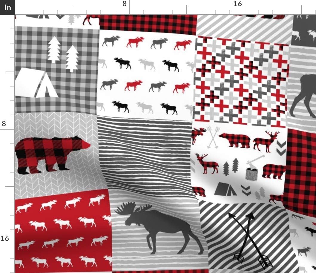 Spoonflower Fabric - Buffalo Plaid Cheater Quilt Patchwork Baby Bear Nursery Roosteryse2018 Printed on Petal Signature Cotton Fabric Fat Quarter - Sewing Quilting Apparel Crafts Decor