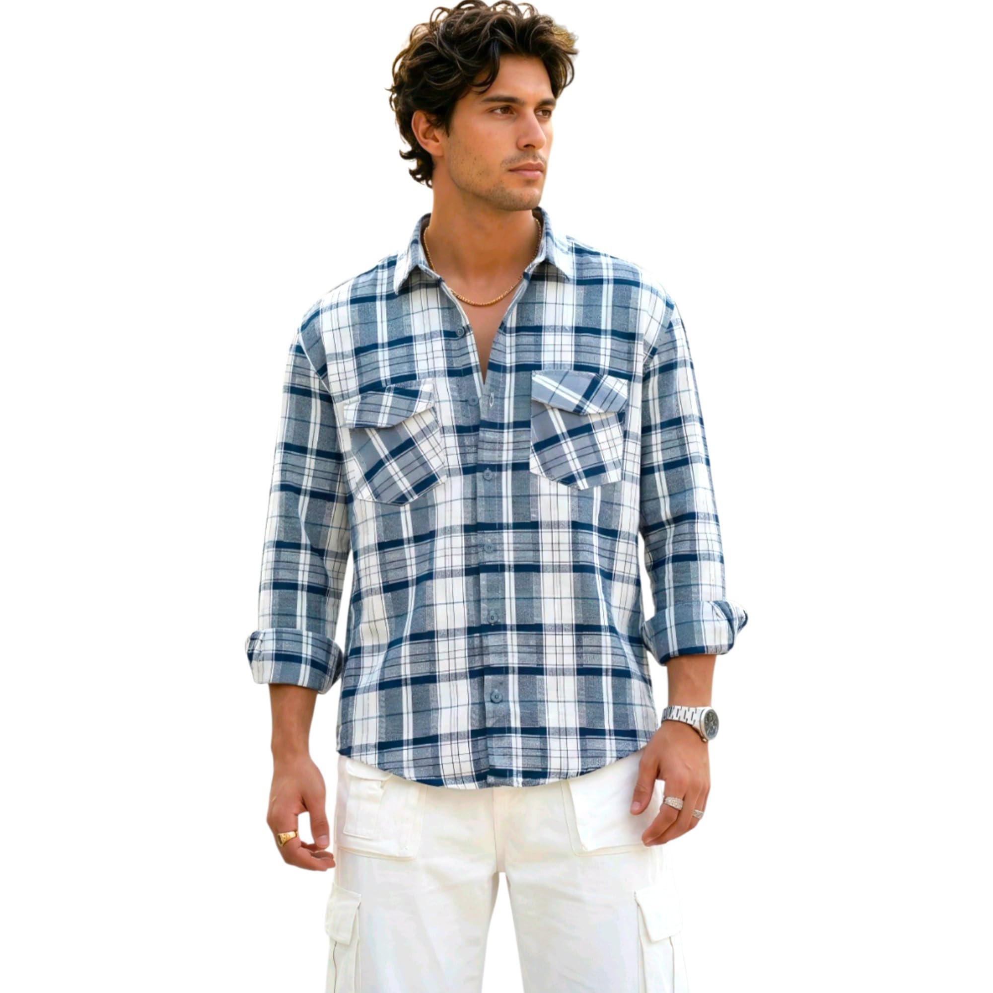 Men's Double Pocket Checkered Casual Shirt 794.7 Multicolour-picture-27