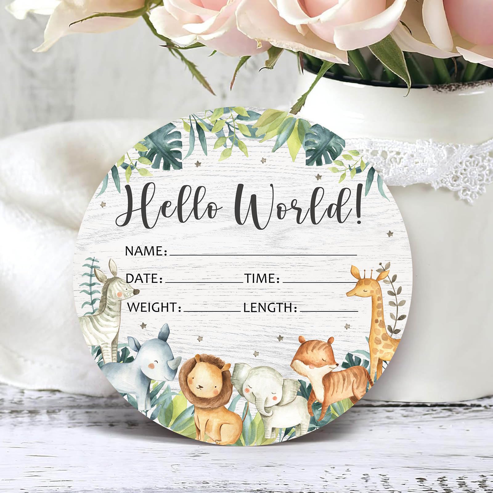 Safari Theme Newborn Sign Safari Animal Newborn Announcement Chalkboard ...