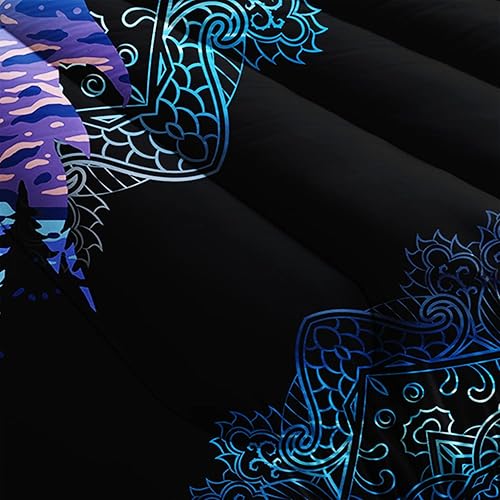 Miniatura 3 de AILONEN Juego de edredón de lobo, tamaño Queen, juego de edredón bohemio de lobo aullando de lobo, juego de ropa de cama para niños y niñas de 3