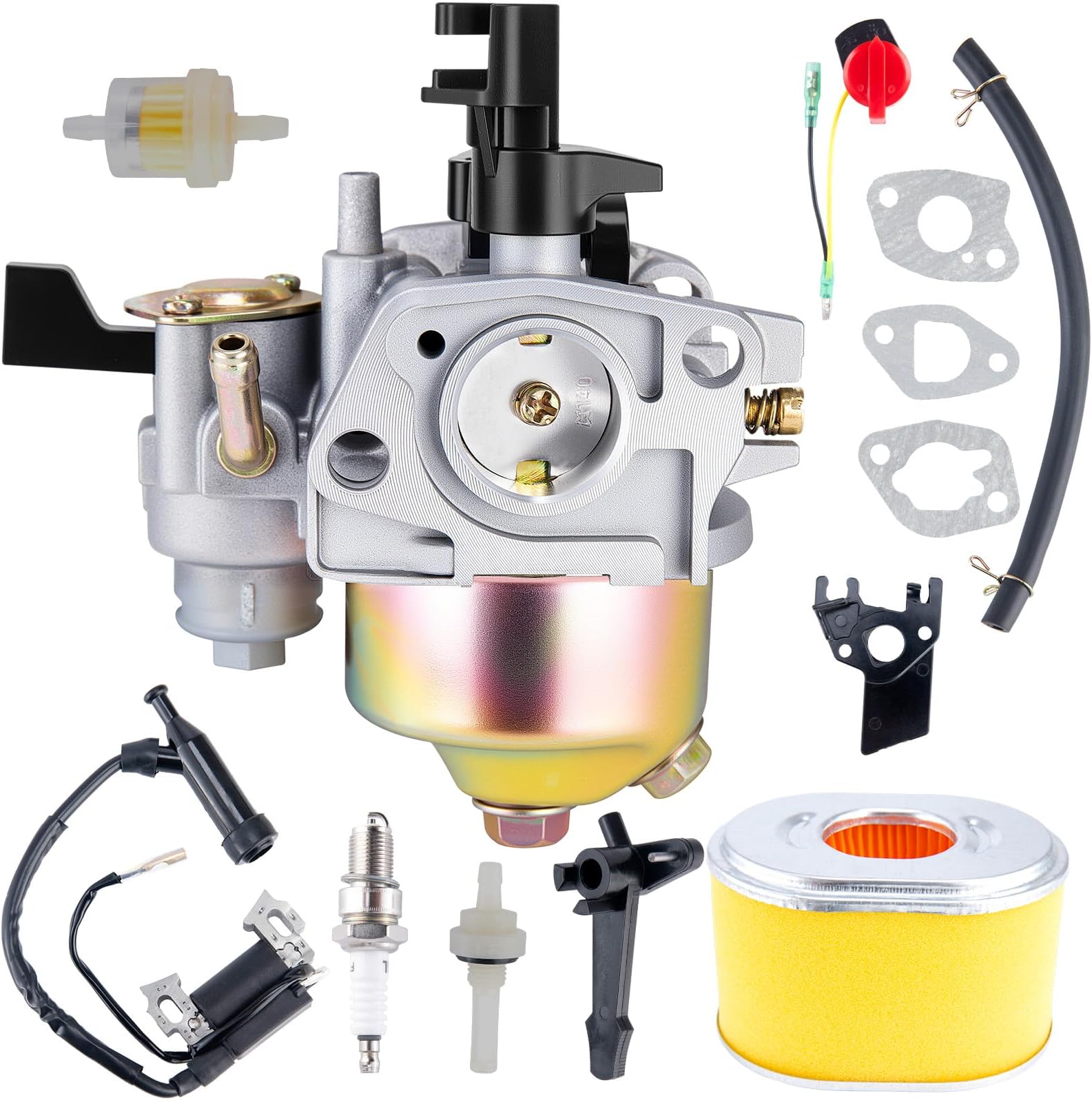 LEIMO KPARTS GX120 Carburetor with Ignition Coil and Air Filter for Honda GX120 GX140 GX160 GX168 GX200 Small Engine Replaces# 16100-ZH8-W61