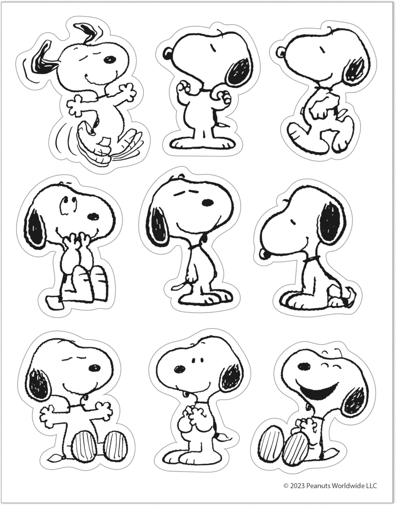 Eureka Peanuts Snoopy Extra Large Stickers for Kids and Teachers, Multicolor, 36 Pieces