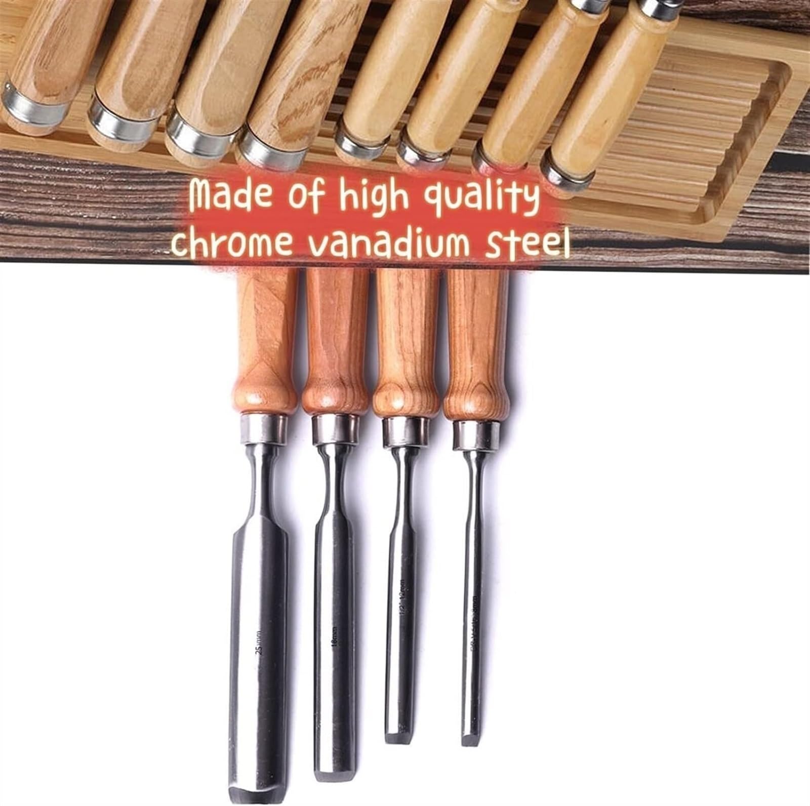 Scalpello, Acciaio Al Cromo Vanadio Carpentiere Set Di Scalpelli Semicircolari per la Lavorazione Del Legno Scalpelli per Sgorbie per Intaglio Del Legno