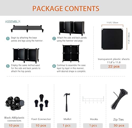 Miniatura 9 de 6-Cube Storage Organizer, Closet Organizer Storage Cabinet Shelf Bookcase Bookshelf with Metal Hammer, Storage Cubes Organizer Cabinet for Kids,