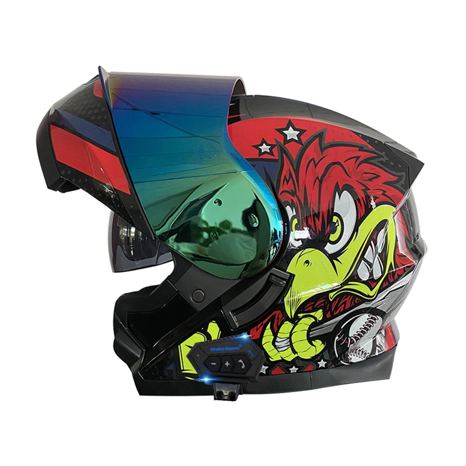 ZHTBATE Bluetooth Flip Up Front Motorbike Motorcycle Helmet with Double Visor Anti-fog ECE Approved Racing Crash Helmets for Adult 55~62CM