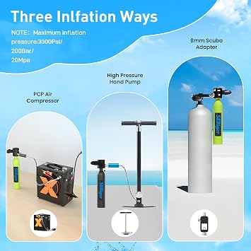 DOT Certified Diving Tank Reusable 0.5L Pony Bottle Support 5-10 Minutes Diving Time Diving Cylinder Suitable for Underwater Work/Underwater Recovery