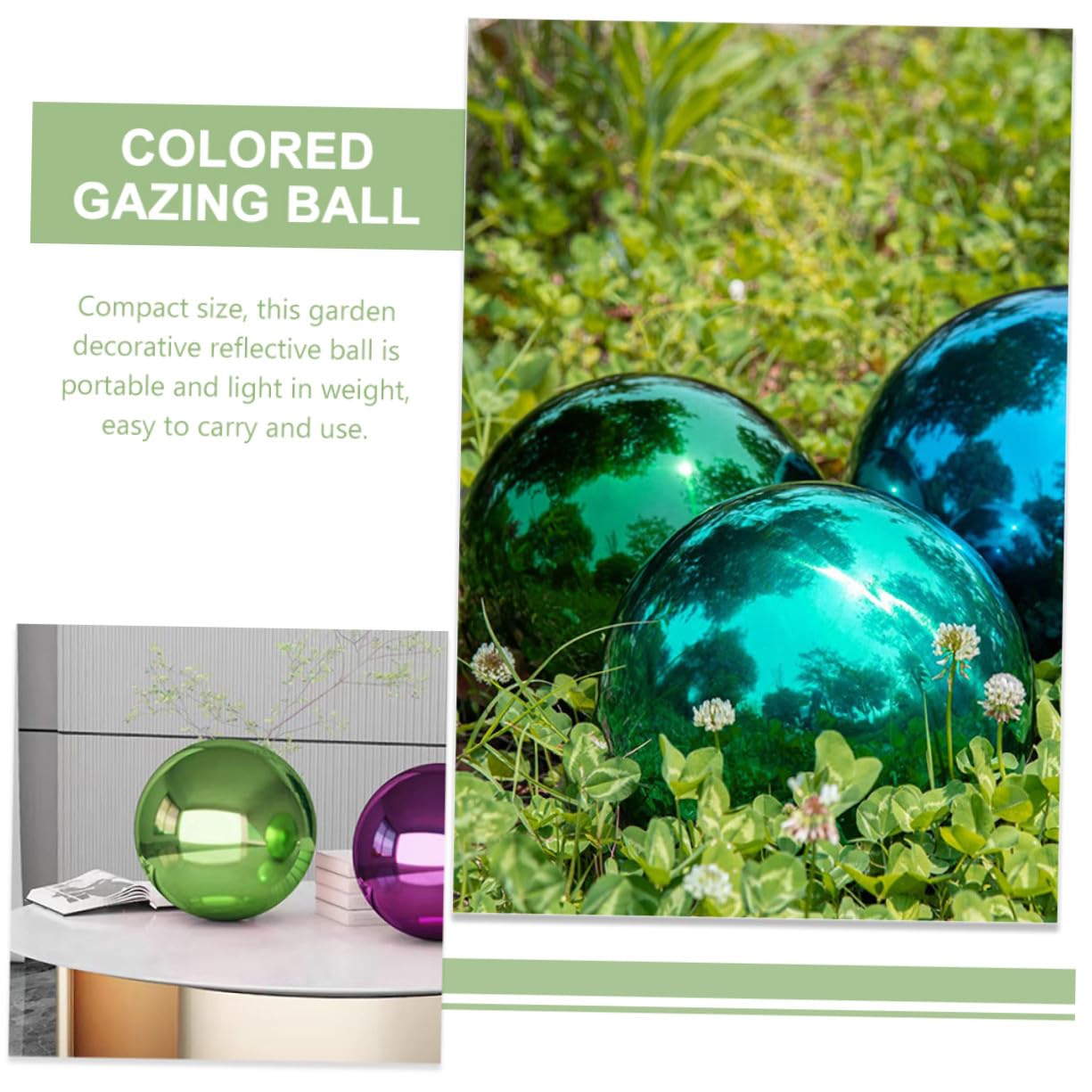 GALPADA Sfera Specchiata in Acciaio Inossidabile Verde Lucido Decorativa per Giardino Riflesso Brillante e Forma Sferica come Ornamento Esterno