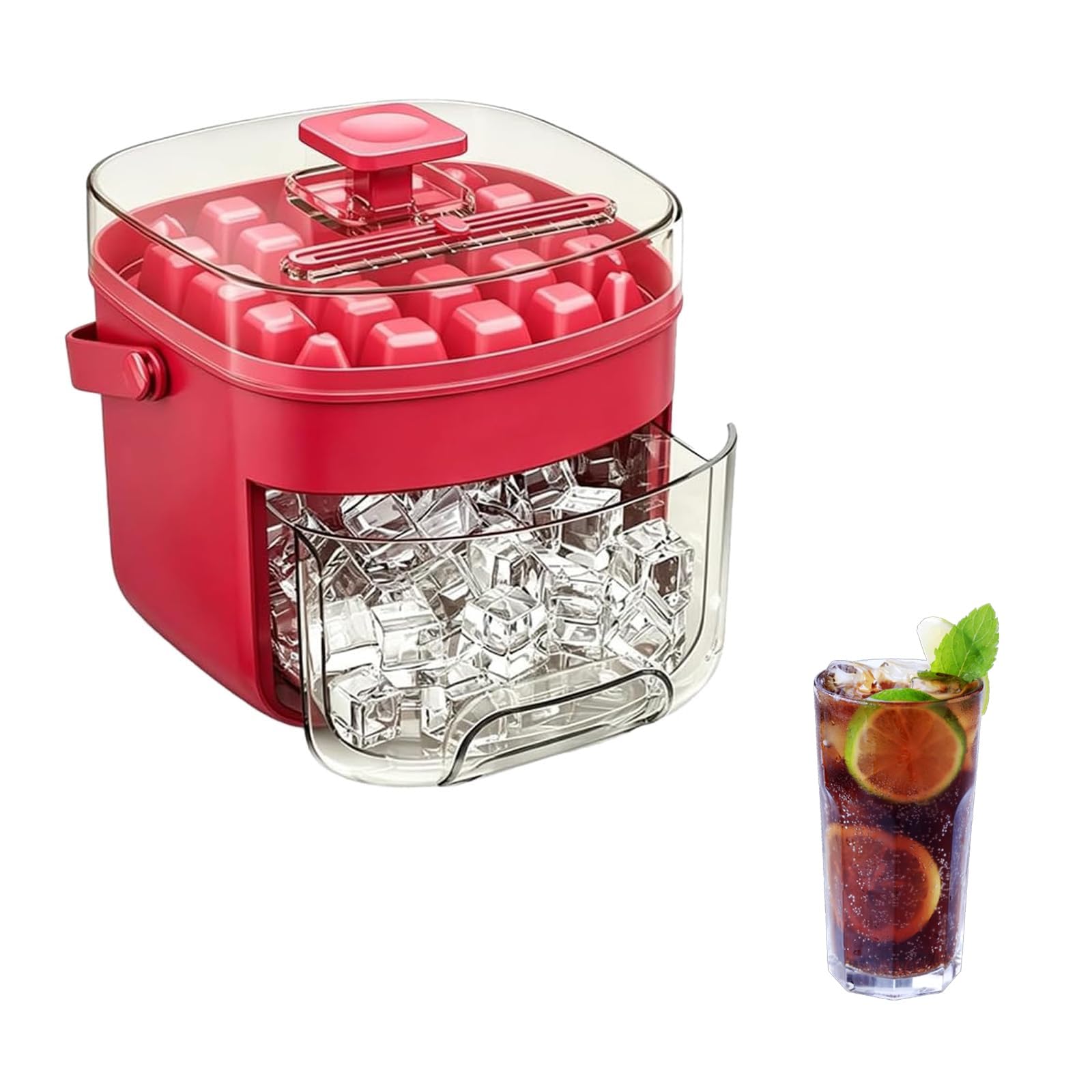 Machine à glaçons à deux étages de 48 cubes avec bac en silicone rouge