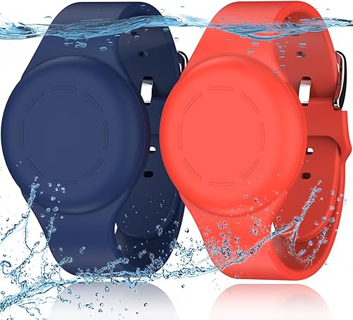 R-fun Pulseras impermeables para niños 2 unidades compatibles con buscadores de etiquetas de aire de Apple con silicona suave, antipérdida GPS