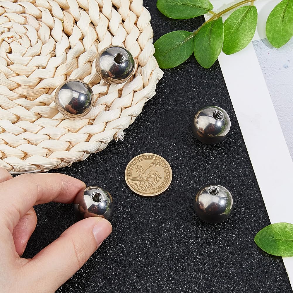 SUPERFINDINGS 5Pcs M6x22mm Ball Nuts Knob 304 Stainless Steel Female Thread Ball Nut Caps Silver Replacement Chromium Steel Balls Screw Caps Round Lamp Decoration for Lighting Machinery DIY