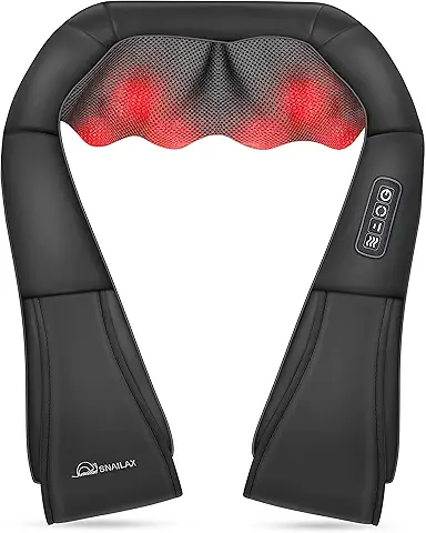 Snailax Shiatsu Neck and Shoulder Massager with Heat – Deep Kneading Relief for Neck, Back & Shoulders