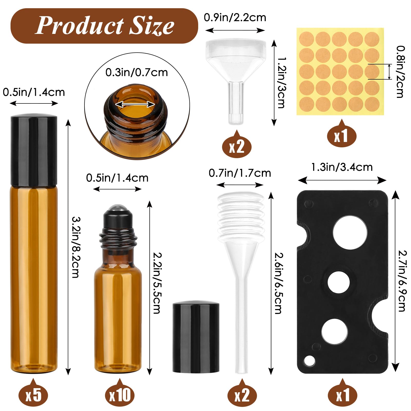 96 Bottiglie A Rullo Per Oli Essenziali 10ml - Vetro Scuro UV, Con Sfere In Acciaio Inox, Imbuti E Apribottiglie, A Prova Di Perdite (Nero)