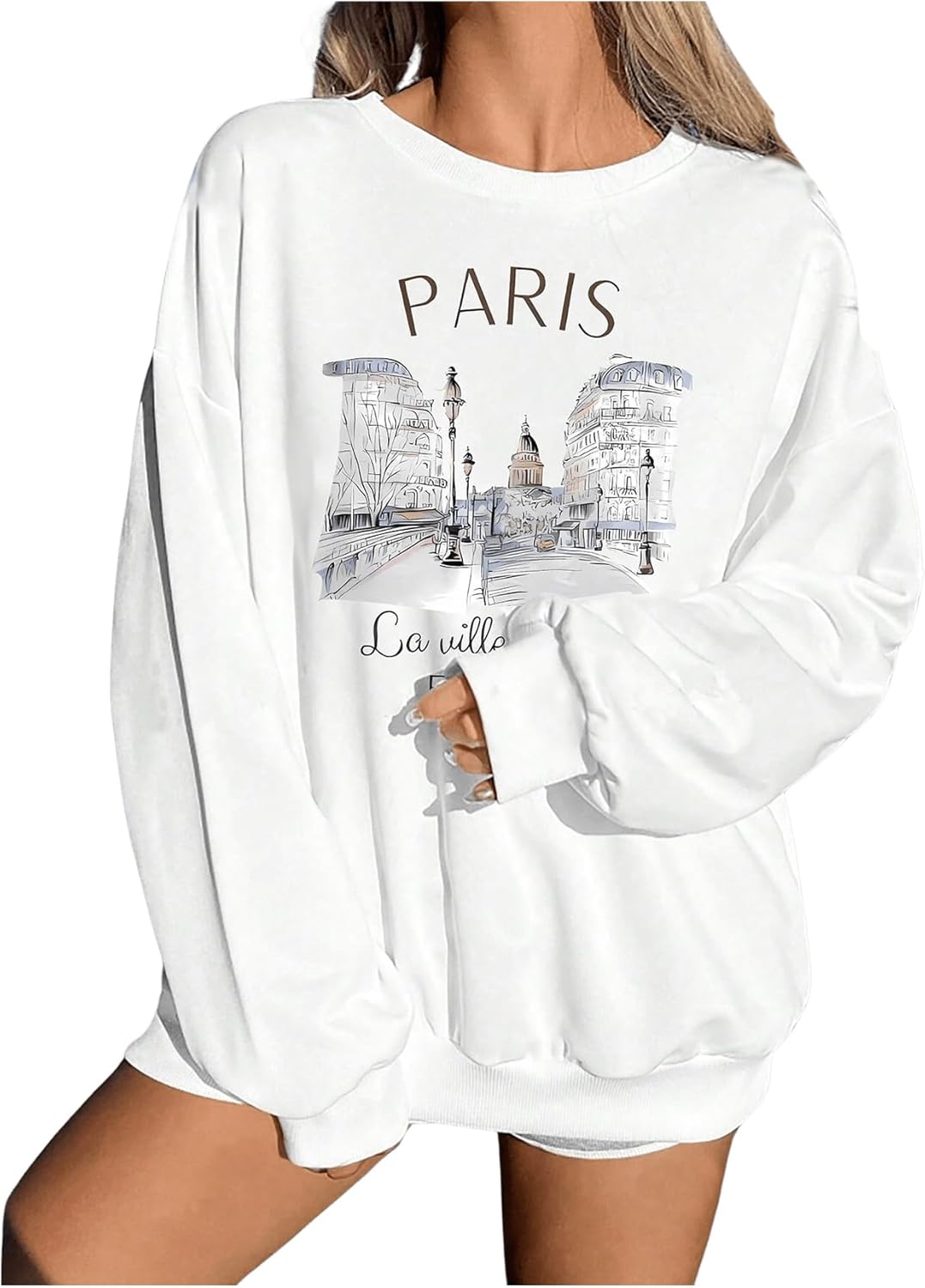 SOLY HUX Women’s Letter Graphic Sweatshirt Drop Shoulder Long Sleeve Crew Neck Pullover Tops