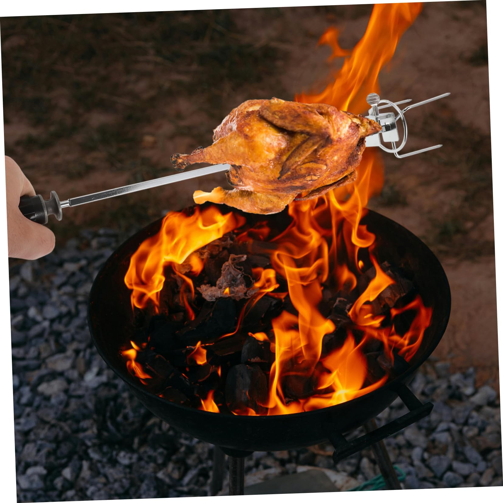 BESTonZON 2sets Forchette Per Arrosto Inossidabile Forchette Rotanti Per Bbq Accessori Per Friggitrice Ad Facili e Resistenti