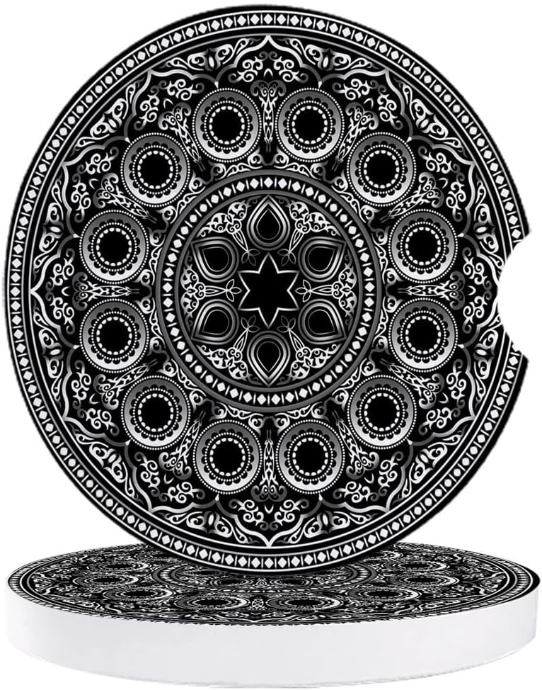 98578 ブラックカーコースターボトルホルダーコースターカーラウンド装飾アクセサリー用のモダンなセラミックウォーターカップマット(