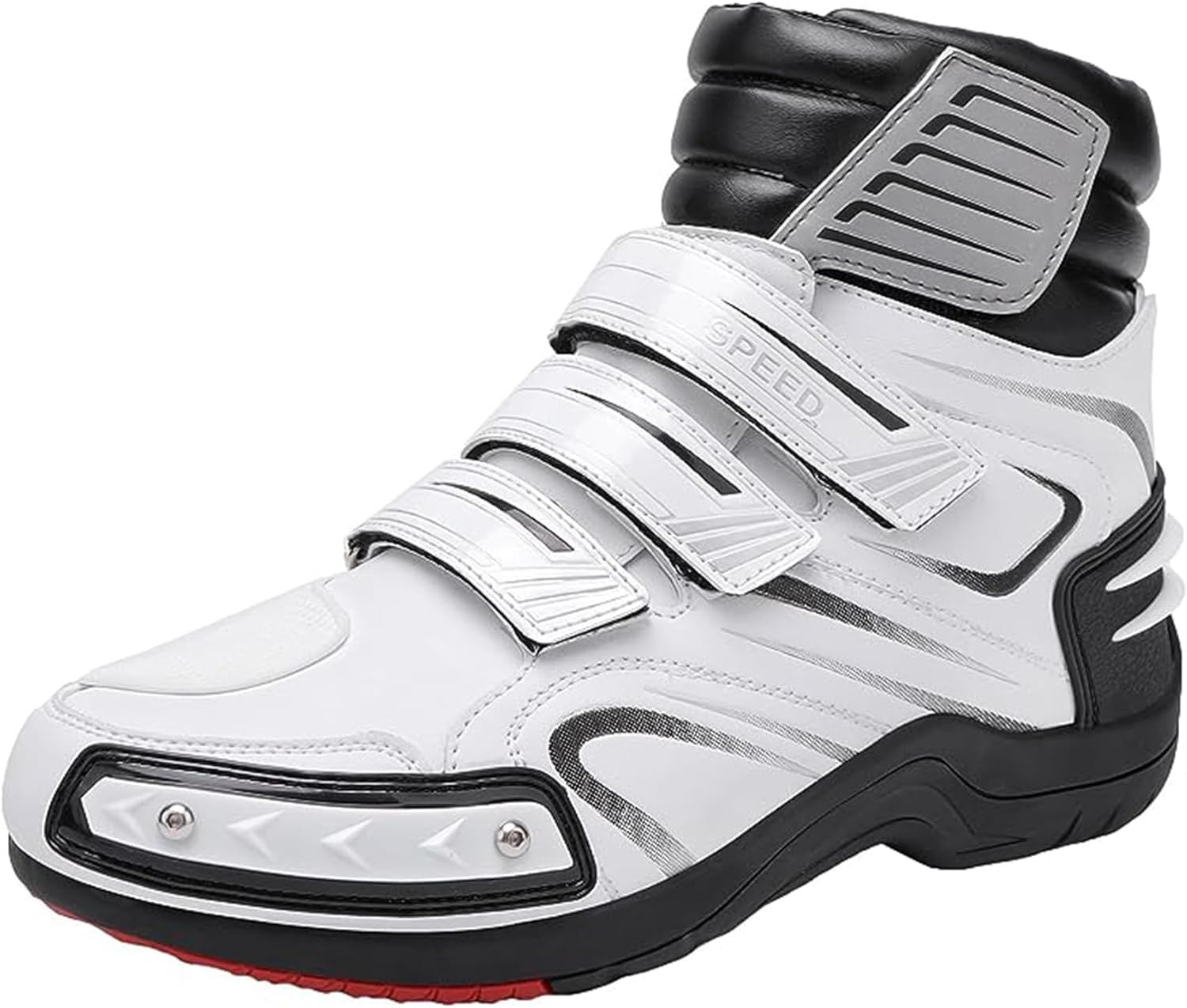 Bottes de moto avec support cheville, chaussures étanches en cuir