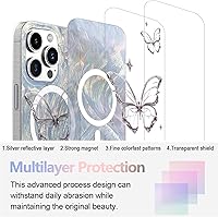 Vista 697 de I-MGAE-IN-AR - Funda diseñada para iPhone 12 y 12 Pro, diseño de mariposa plateada brillante, funda protectora de poliuretano termoplástico, suave