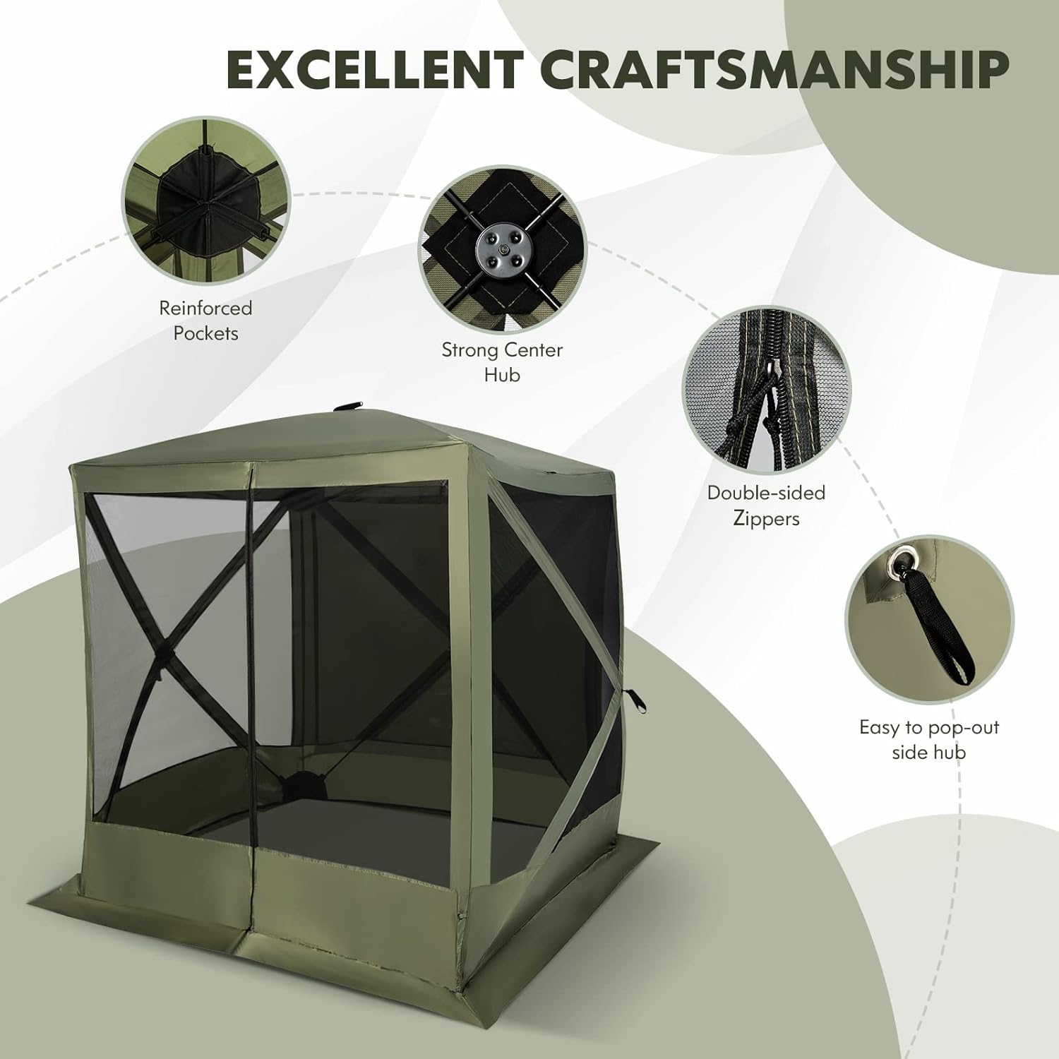 Tangkula 6.7x6.7 Ft Pop Up Gazebo with Netting, Portable Screen Tent with 4 Sided Mesh Walls, 2 Sunshade Cloths, UV 50+ Instant Canopy Shelter with Carry Bag for Camping, Lawn, Backyard
