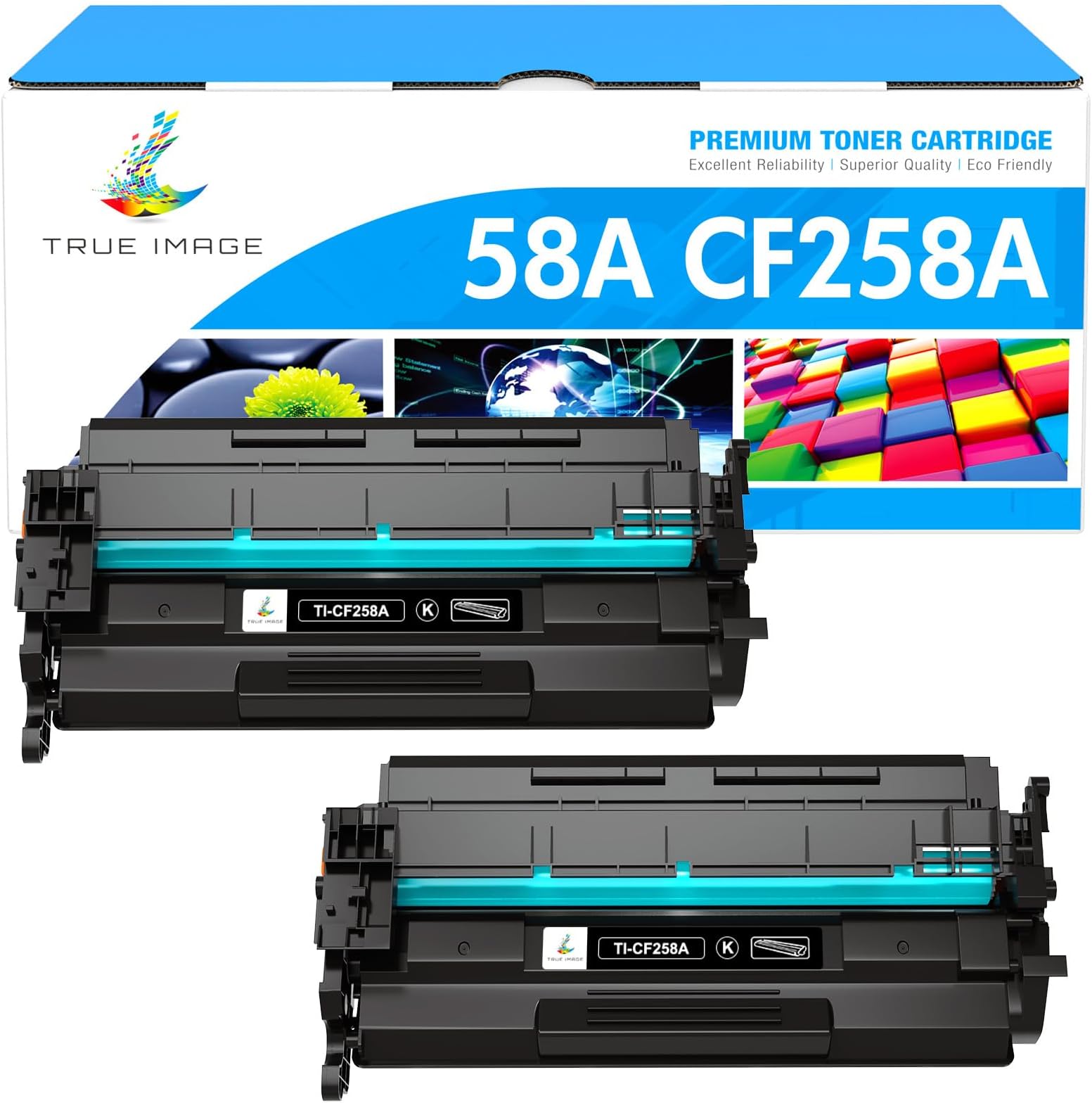 TRUE IMAGE Compatible Toner Cartridge Replacement for HP 58A CF258A 58X CF258X M428fdw for HP Laserjet Pro M404n M404dn M404dw MFP M428fdn M428dw M304 M404 M428 Printer Toner (Black, 2-Pack)