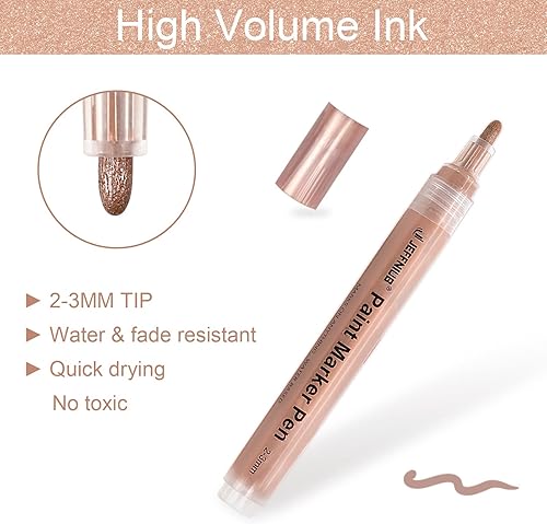 Miniatura 9 de Rotuladores de pintura acrílica de oro plata oro rosa marcadores de pintura para pintura de rocas madera tela vidrio cerámica lienzo álbumes de