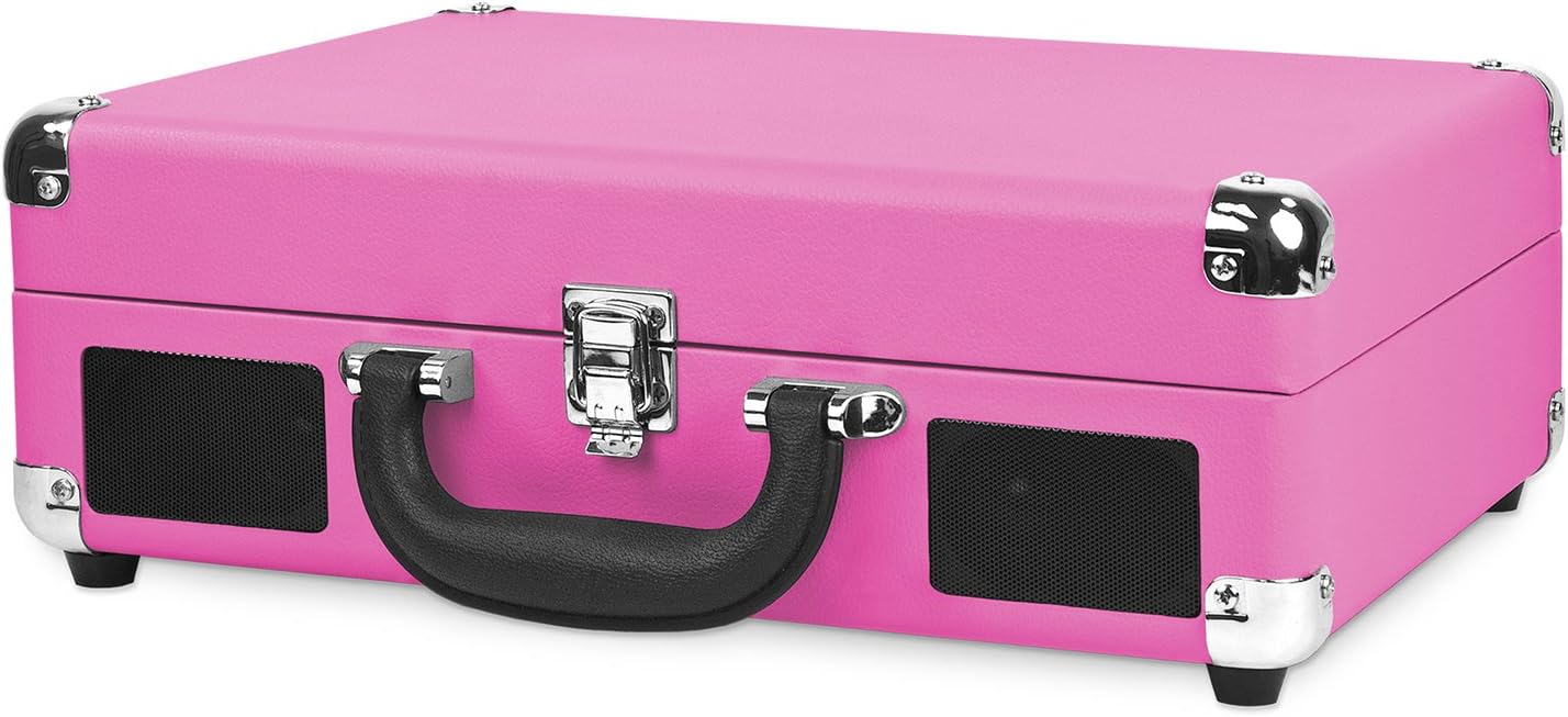 Victrola Vintage 3-Speed Bluetooth Portable Suitcase Record Player with Built-in Speakers | Upgraded Turntable Audio Sound | Pink, 1SFA (VSC-550BT-PNK)