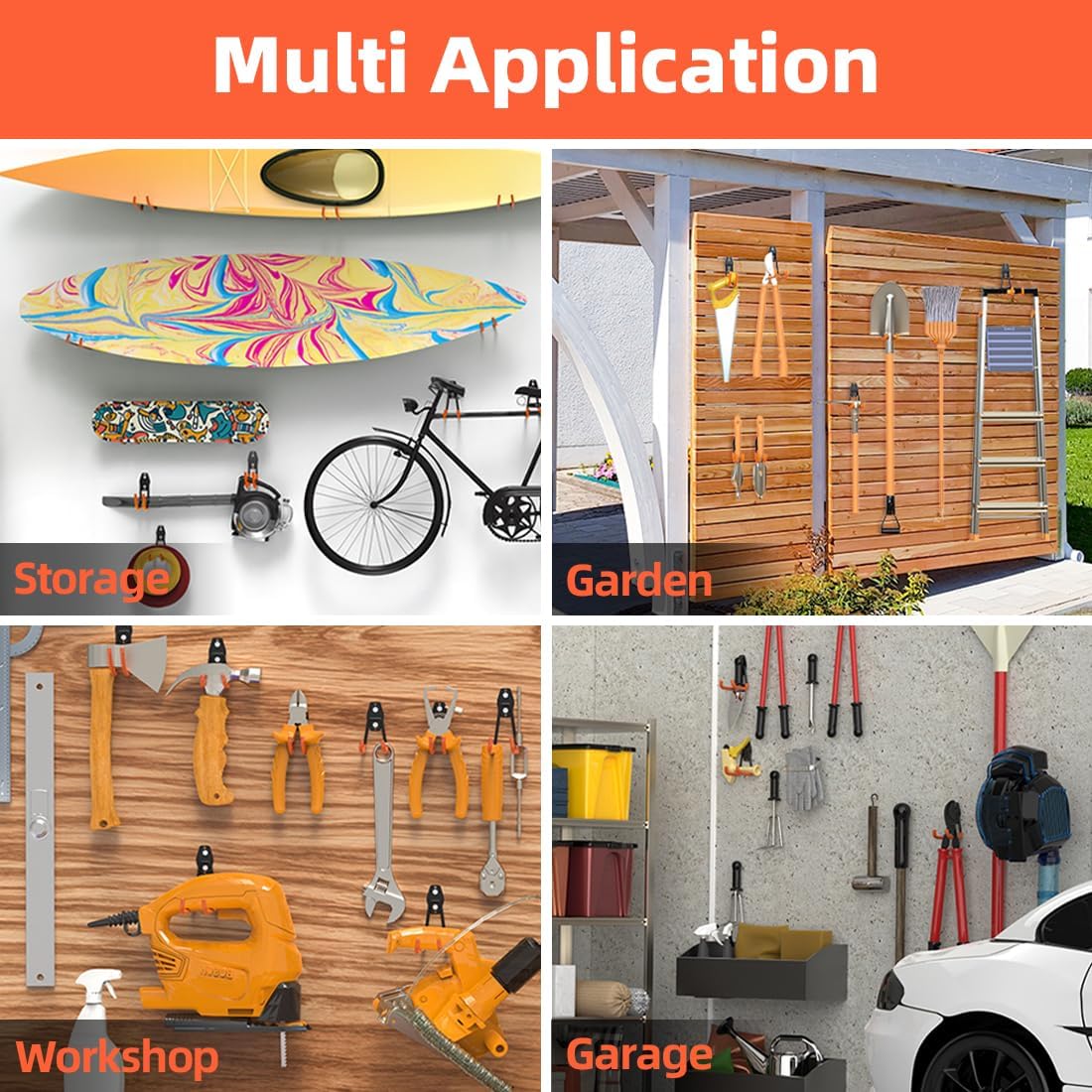 Garage Hooks Heavy Duty Storage Tool Hooks,Utility Double Hooks for Organizing Power Tool,Ladders,Bulk Items (Pack of 10)