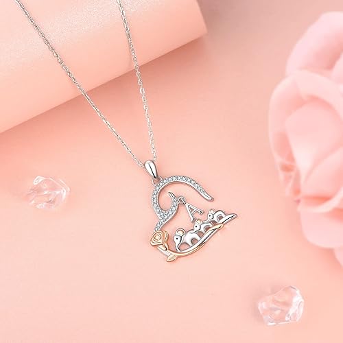 Miniatura 5 de ACJNA 925 Sterling Silver Elephant Necklaces for Women Mother Daughter Rose Flower Initial A Letter Heart Necklace Pendant Jewelry Elephant Gifts