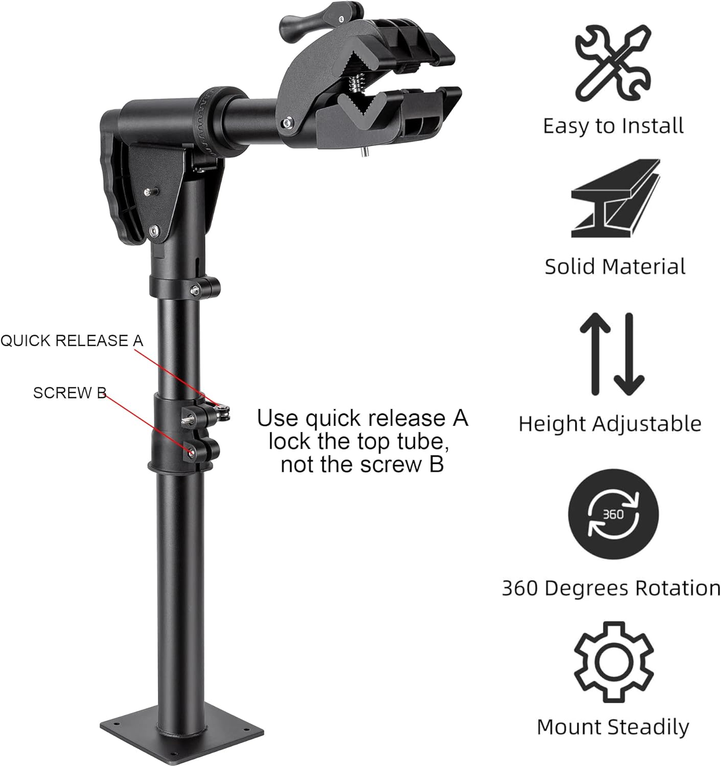 CHEPARK Bike Repair Stand (Max 88lbs) - Bench Mount Bike Workstand - E Bike Repair Stand Shop Home Mechanics for Mountain Bike and Road Bike (Black-Bench)