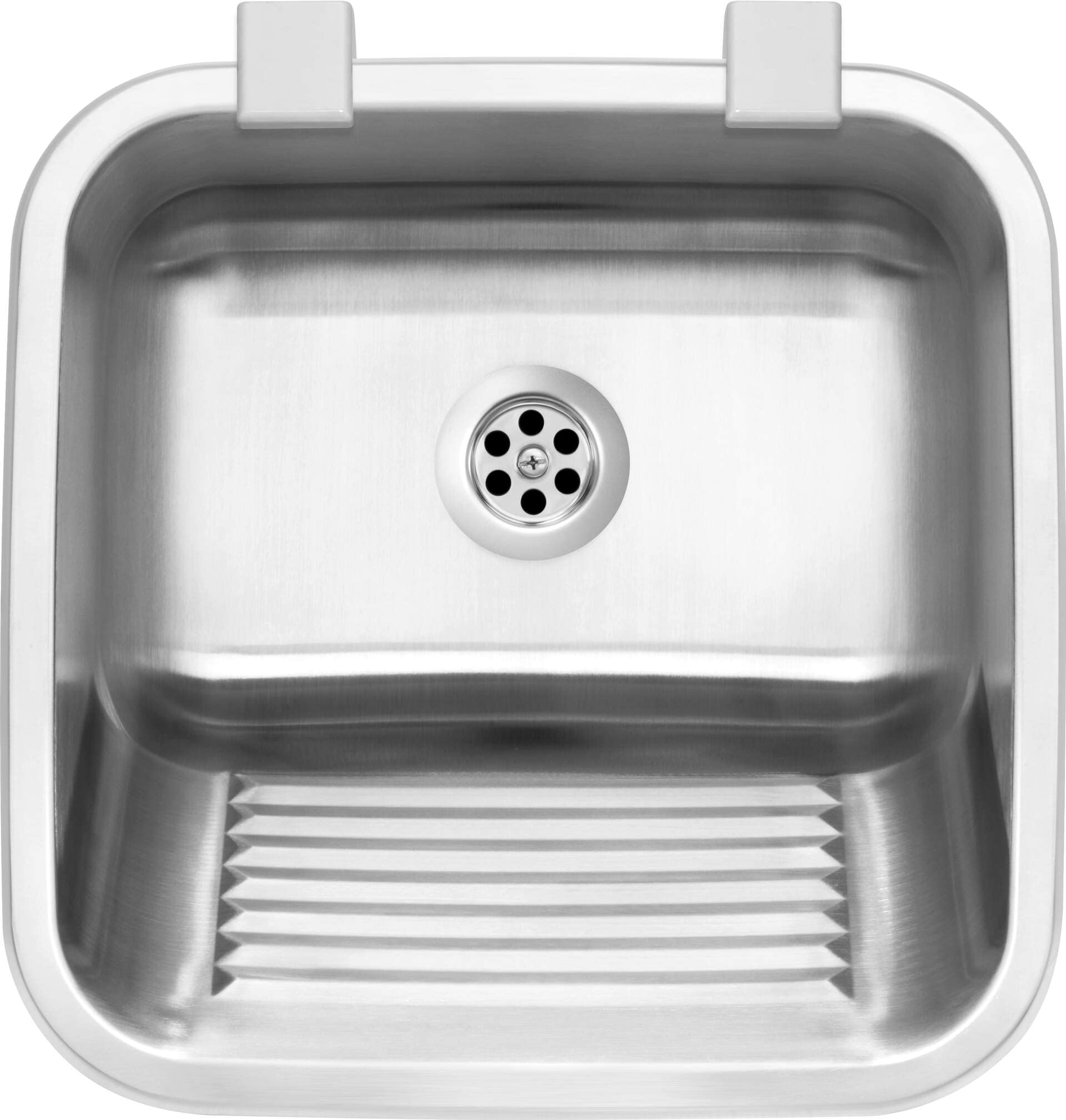 VBChome Lavabo de escape 45 x 45 x 20 cm, secadora de acero inoxidable, estructura satinada, secadora, guarnición de desagüe, lavabo para lavadero comercial, jardín, práctico y fácil de montar
