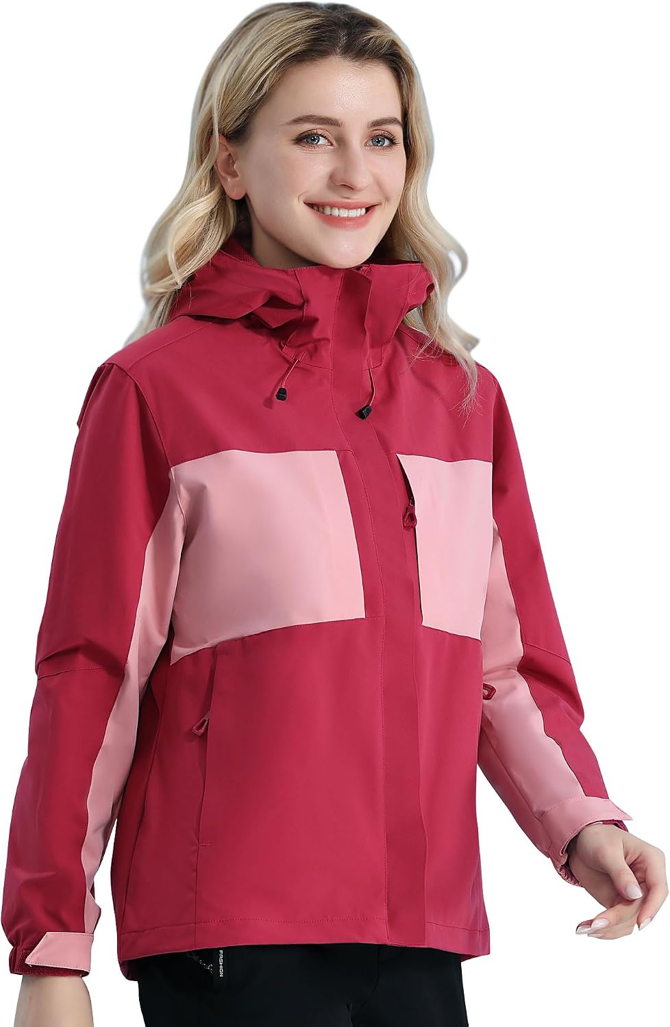 Women's Waterproof Hooded Raincoat Zip Up Lightweight Windproof Travel Jacket