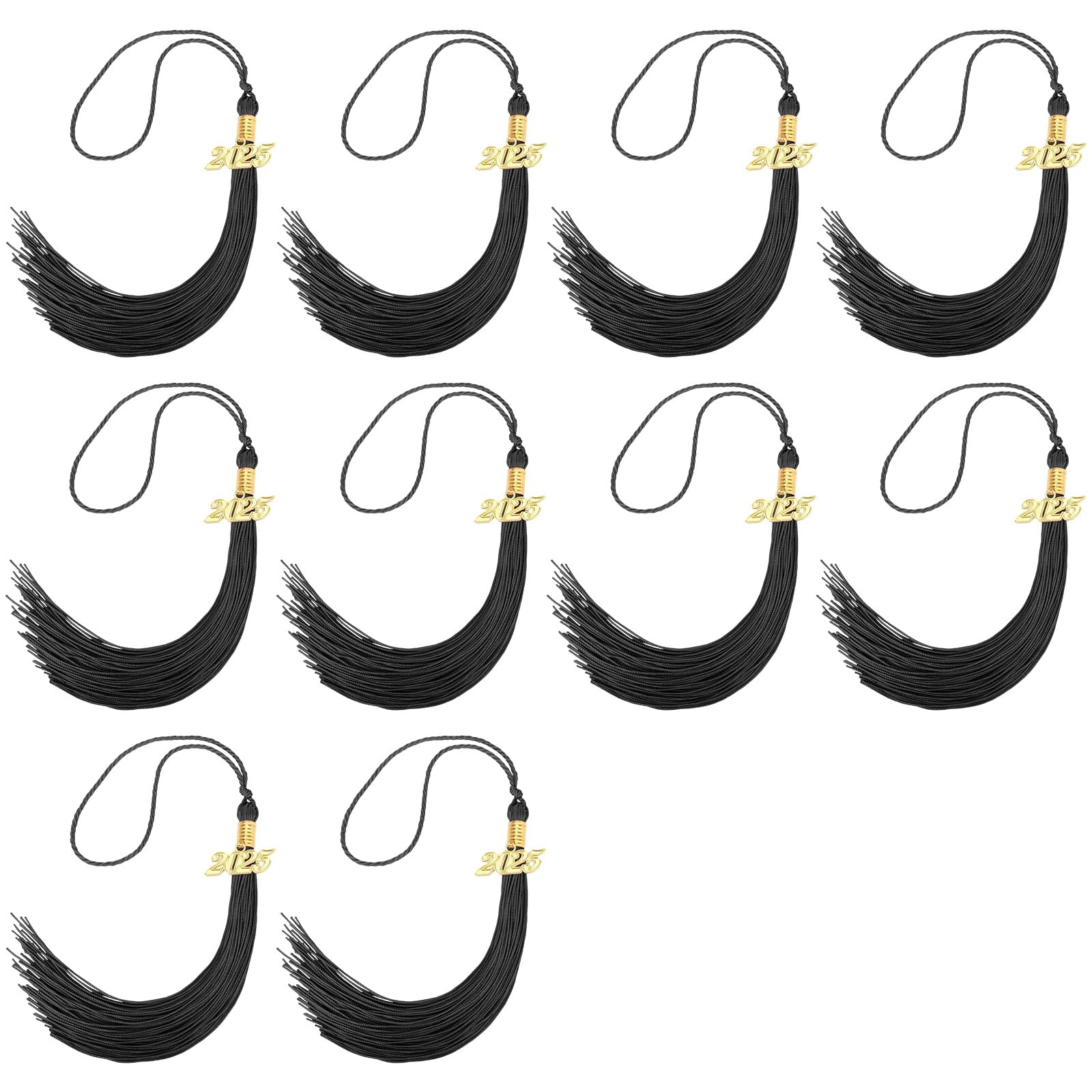 10Pcs Class of 2025 Graduation Tassels Hat Pendant for Class of 2025 Graduates Costume Decoration with Double Rings