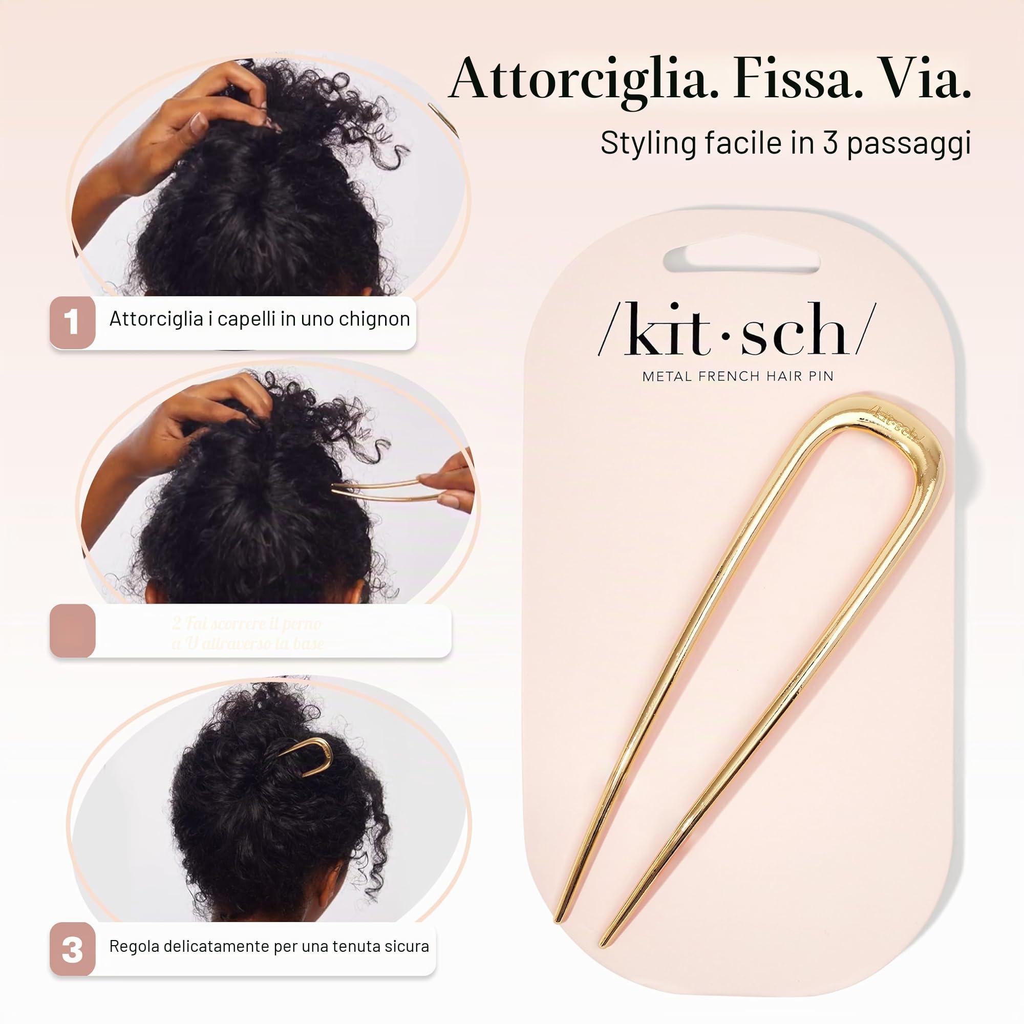 Kitsch Forcine Francesi per Capelli da Donna – Elegante e Durevole Forcella in Metallo per Acconciature a Chignon, Coda e Treccia, Tenuta Sicura Tutto il Giorno, Vestibilità Confortevole | Regali