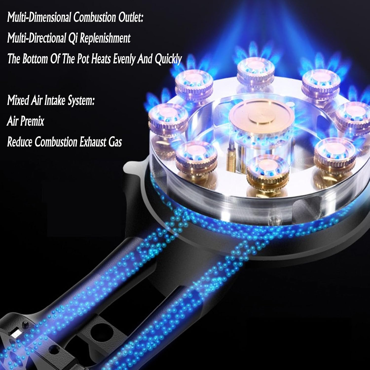 Gas Stove 2 Burners, 5.2KW 9 Cavity High Fire Timer, Stainless Steel Panel Cast Iron Pan Support with Flameout Protection(NG)