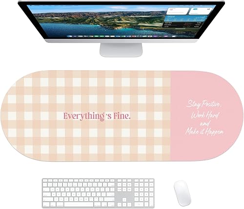 Velluxion Checkered Pattern Desk Pad Protector, 35.5 x 13'' Aesthetic Mouse Mat 