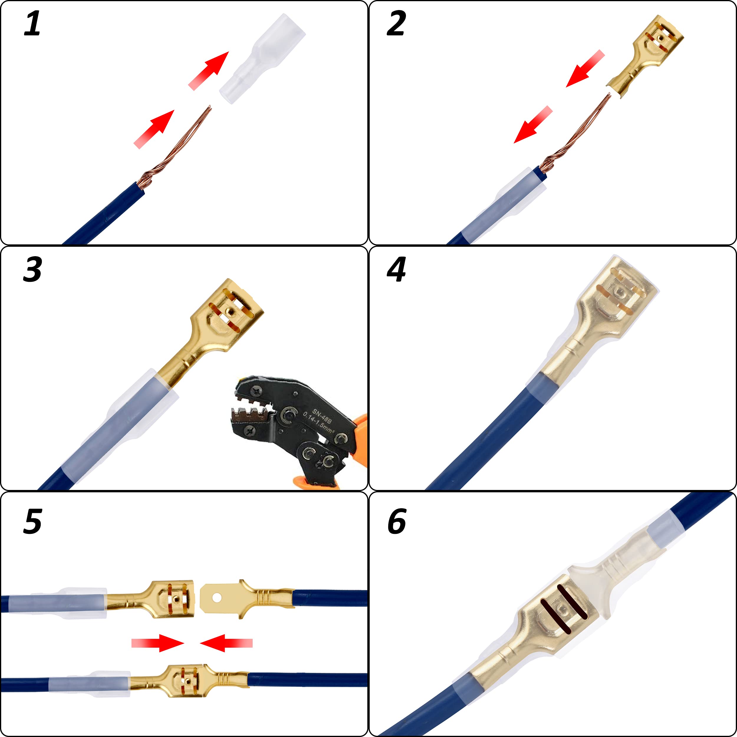 Kit 600 Connettori Elettrici A Crimpare - Forcelle Maschio/Femmina 2.8mm, 4.8mm, 6.3mm - Foto 10