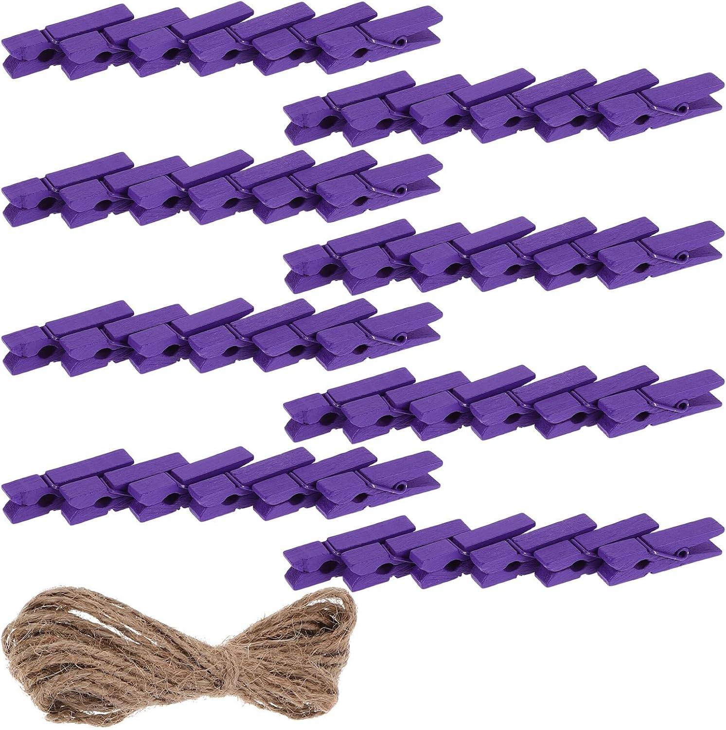 100pcs Decorative Photo Clips 3.5x0.7cm Purple Wood Mini Holders