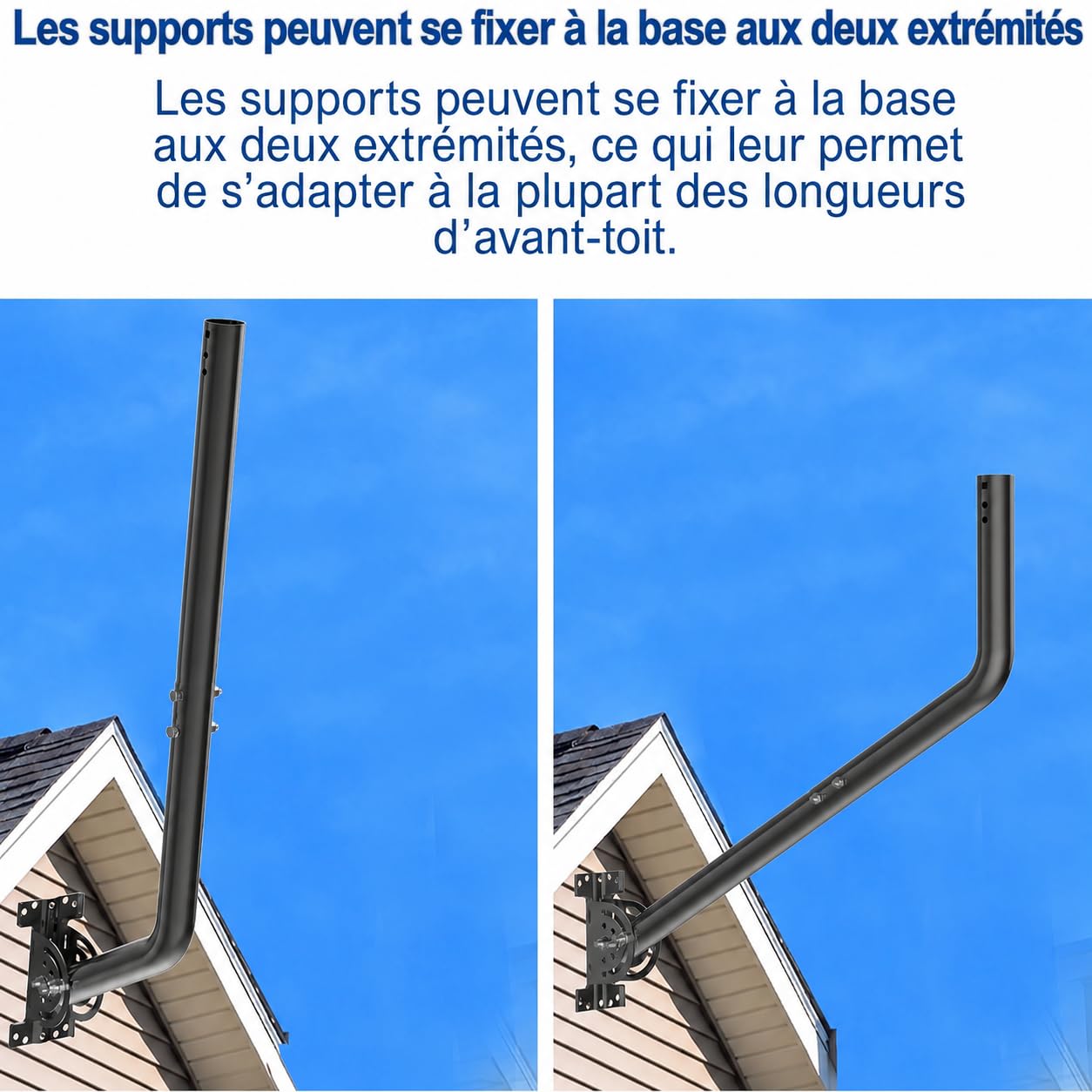 Mât d'antenne Universel pour antennes de télévision/Satellite/Radio/Wi-FI - Support d'installation sur Poteau et Mural réglable (Support de 52 cm - Noir)