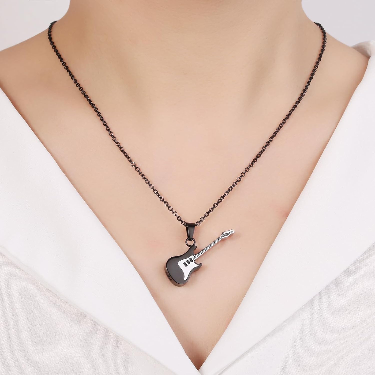 Keepsake Necklace For Ashes For Music Lovers Stainless Steel Guitar Cremation Jewelry Women Men Memorial Urn Pendant Loved Ones Ashes Necklace - Image 3
