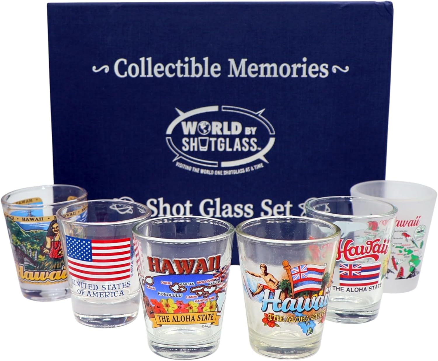 World By Shotglass Hawaii United States USA Souvenir Boxed Shot Glass Set (Set of 6)