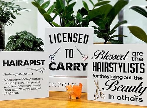 Miniatura 4 de Letreros de madera para peluquería, decoración de peluquería, 3 piezas, para peluquería, peluquería, mesa, escritorio, decoración de pared