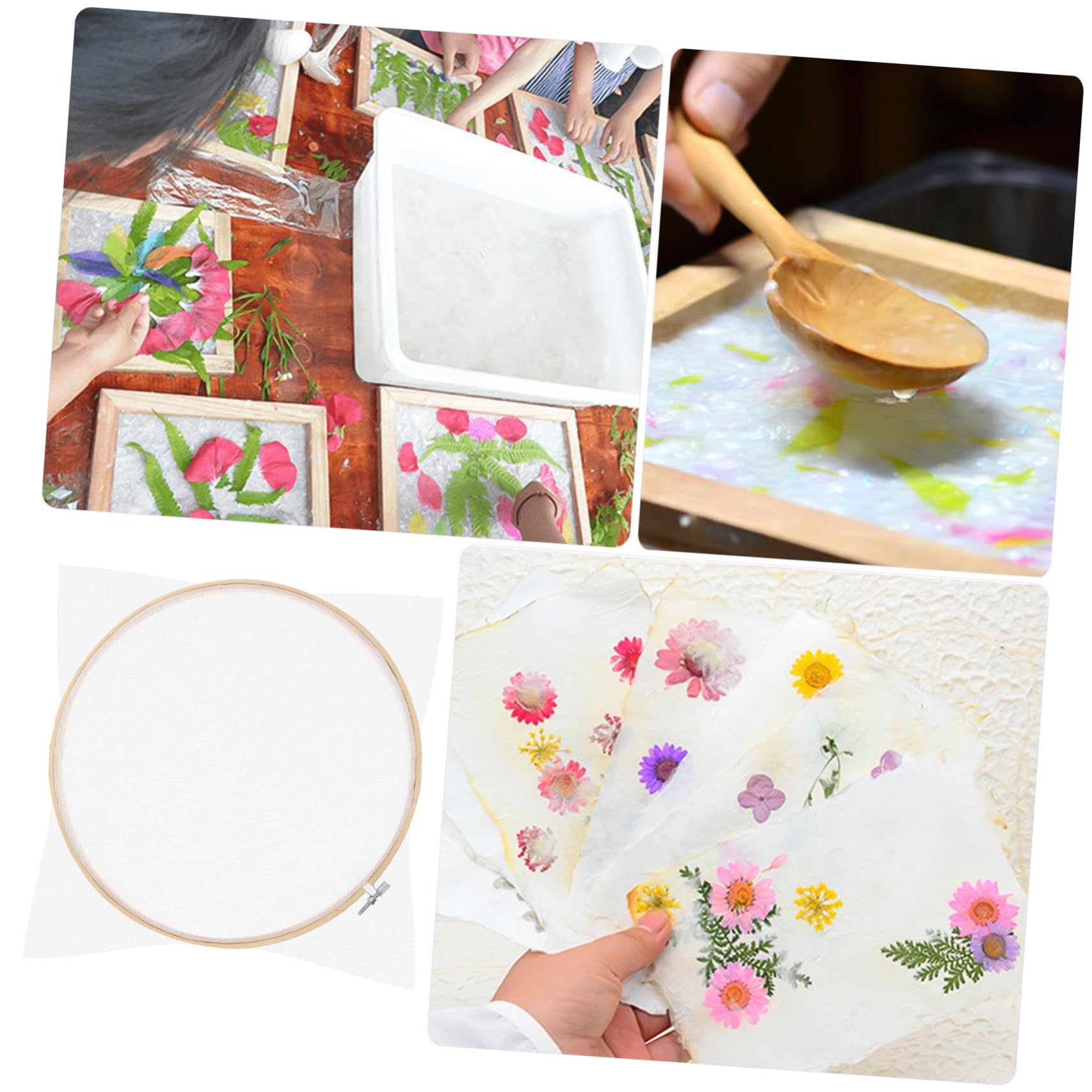 Beatifufu Wooden Round Paper Frame Papermaking Screen DIY Craft Frame for Papermaking