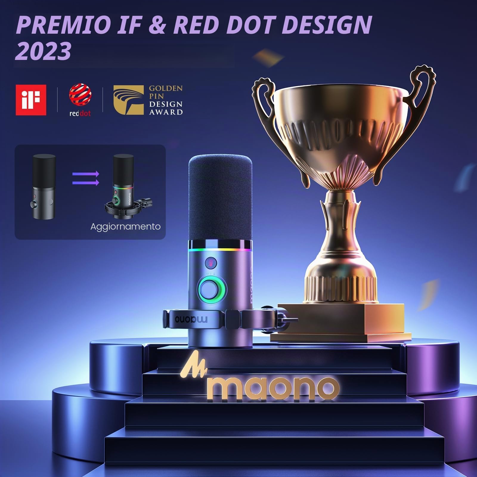 MAONO XLR/USB Microfono dinamico, microfono podcast con braccio, software, pulsante mute, controllo guadagno, per pc gaming, streaming, registrazione, PS4/5 Mac Mixer ecc. PD200XS Nero