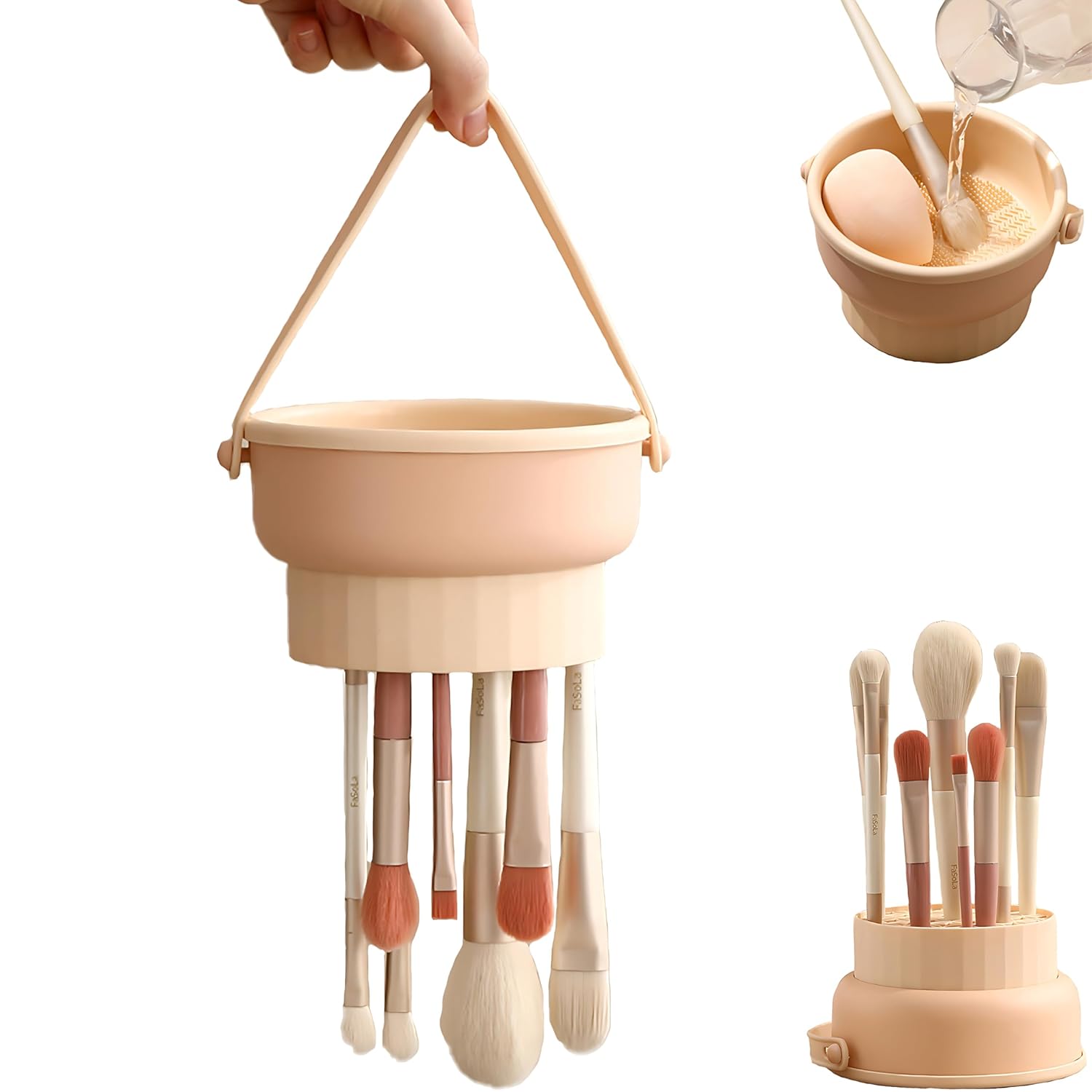 Makeup Brush Cleaning Mat 3in1 Silicone Makeup Brush Cleaner Bowl Includes Drying